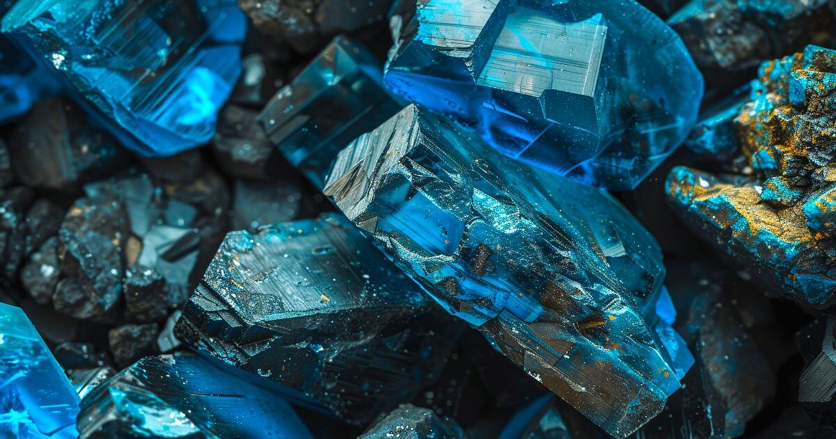Blue critical mineral crystals