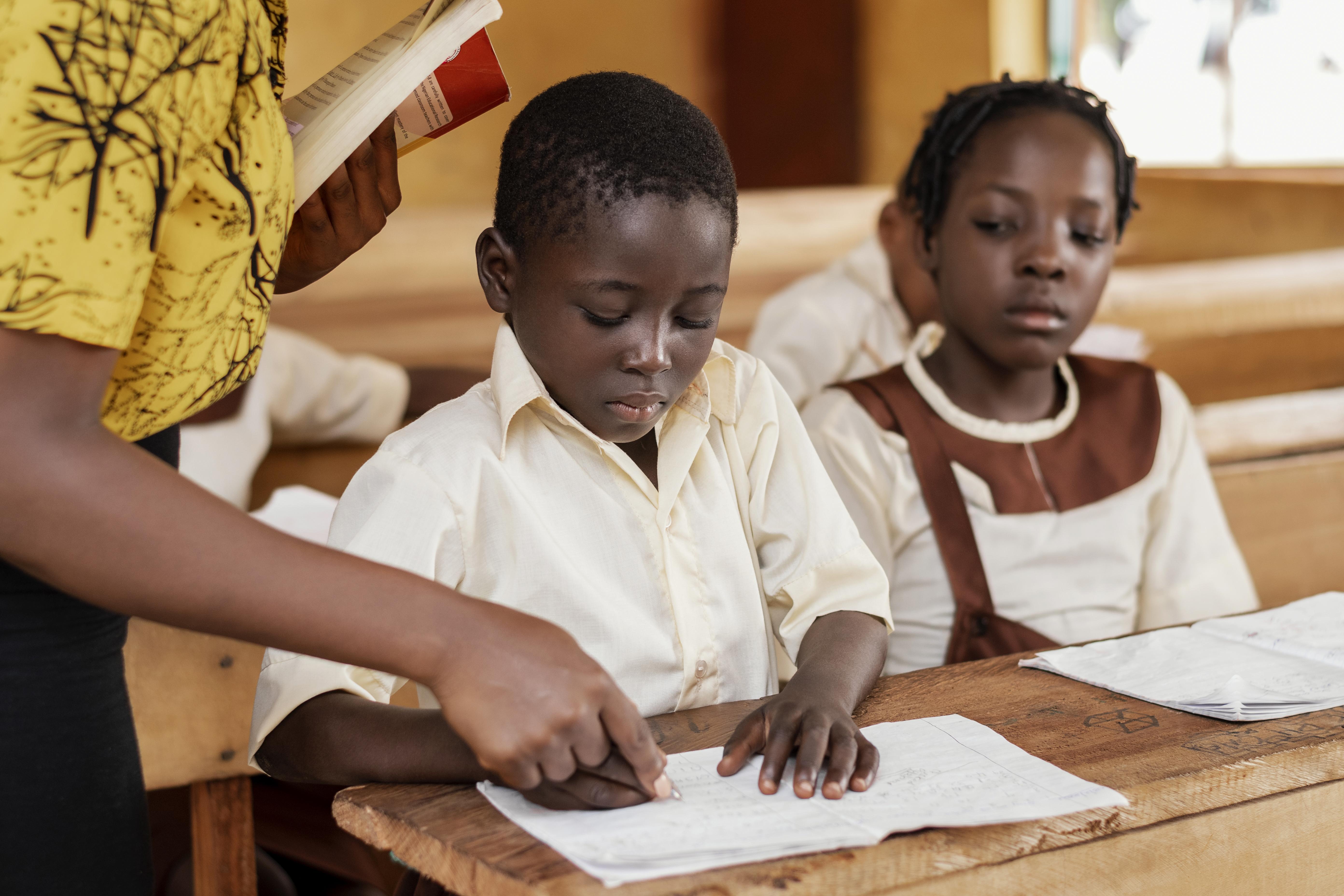Children learning in an African classroom